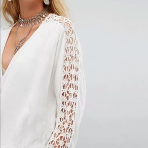 Free People Runway Crochet Arms Blouse